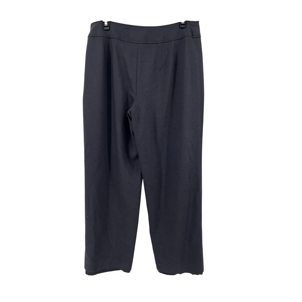 Talbots Petites Black Wide‎ Leg Dress Pants 10P Italian Fabric Lined Side Zip